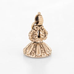 Antique Victorian Fob Seal Charm 14 Karat Gold Inscribed Music Notes Jewelry