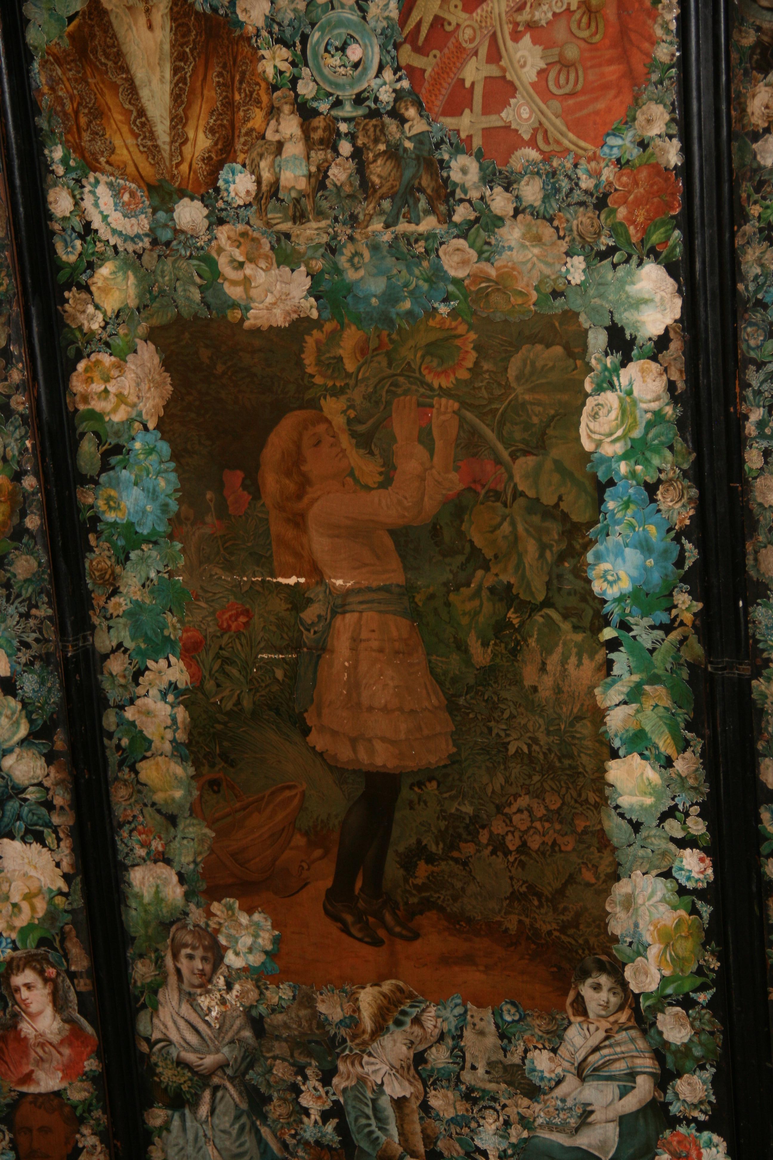 Antique Victorian Folding Decoupage Screen /Roomdivider For Sale 8