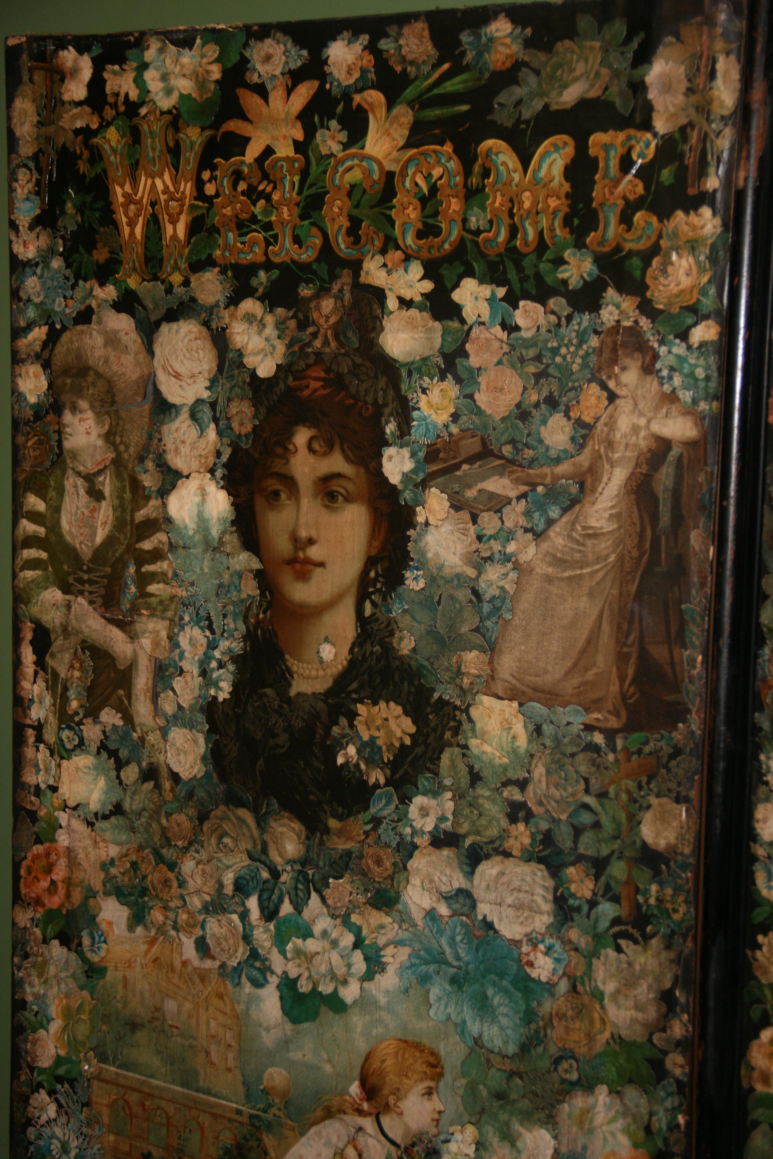 Antique Victorian Folding Decoupage Screen /Roomdivider For Sale 13
