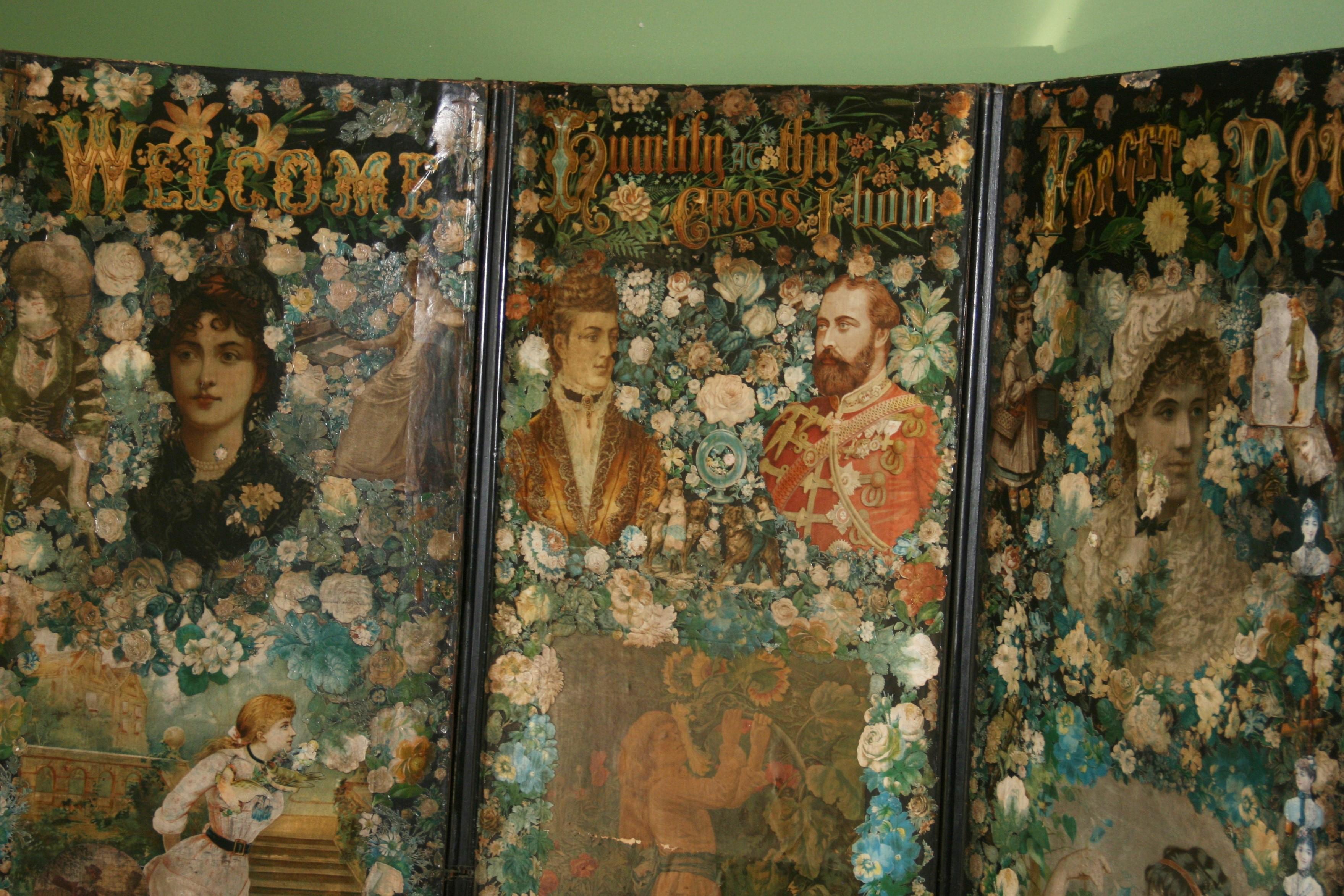 Antique Victorian Folding Decoupage Screen /Roomdivider For Sale 3