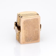 Antique Victorian Folding Picture Locket Charm 14k Gold Pendant Opens 4 Photos