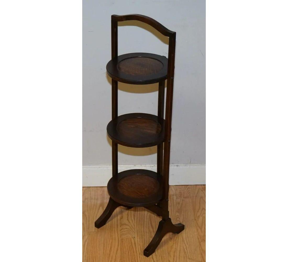 British Antique Victorian Folding Whatnot Display or Cake Stand Side Table
