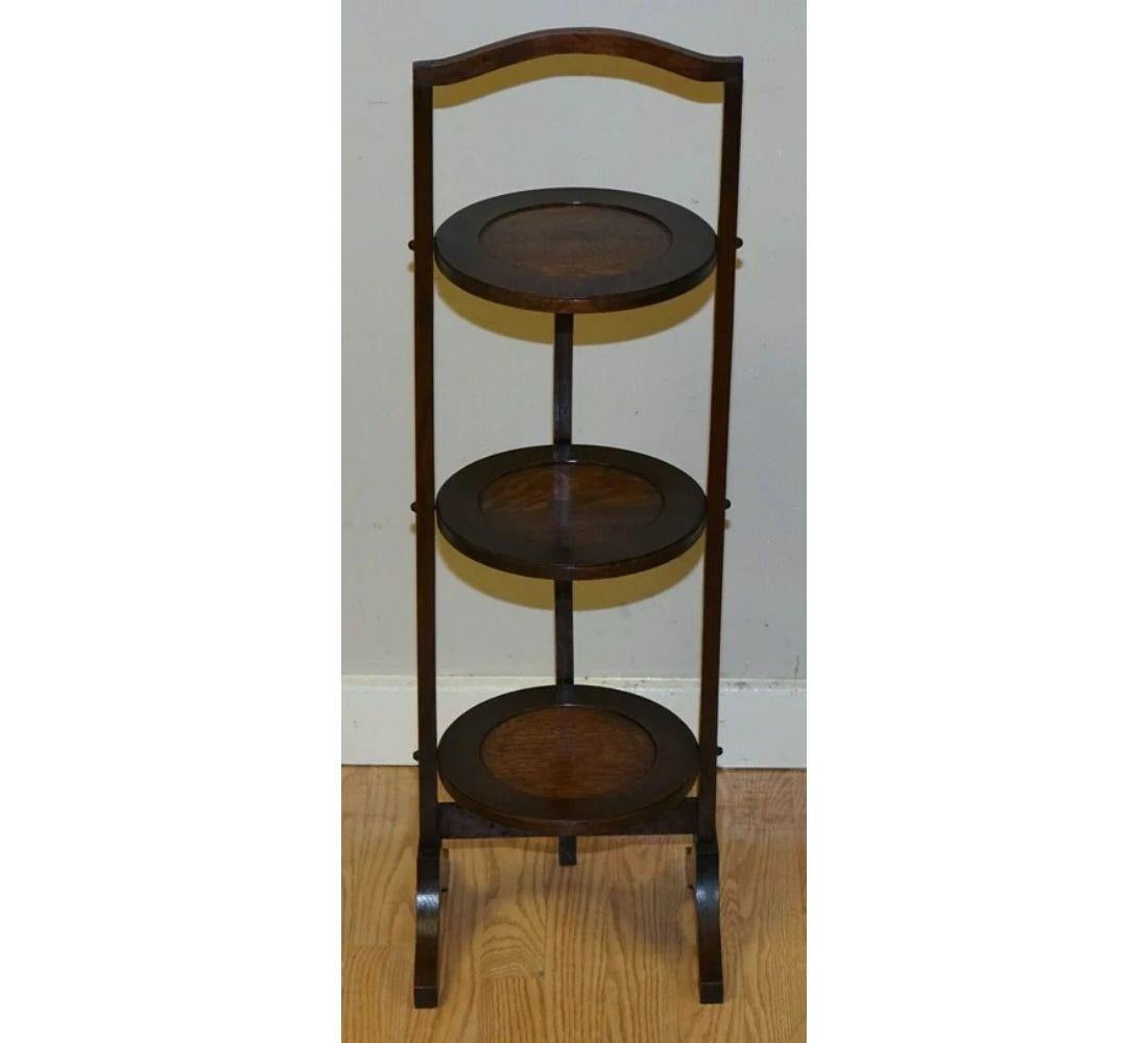 Antique Victorian Folding Whatnot Display or Cake Stand Side Table In Good Condition In Pulborough, GB