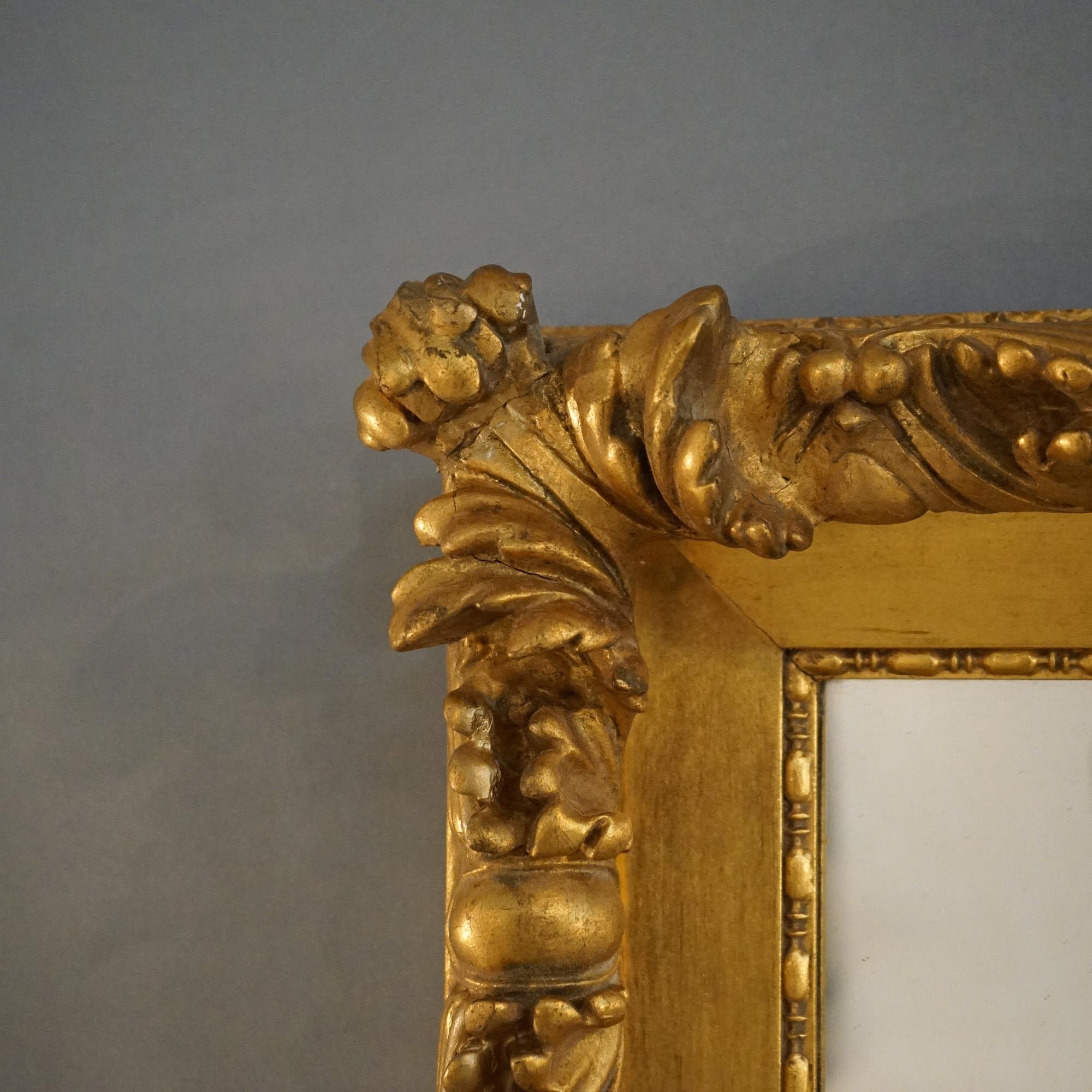 Antique Victorian Foliate Carved Giltwood Encaded Wall Mirror C1890 Bon état - En vente à Big Flats, NY
