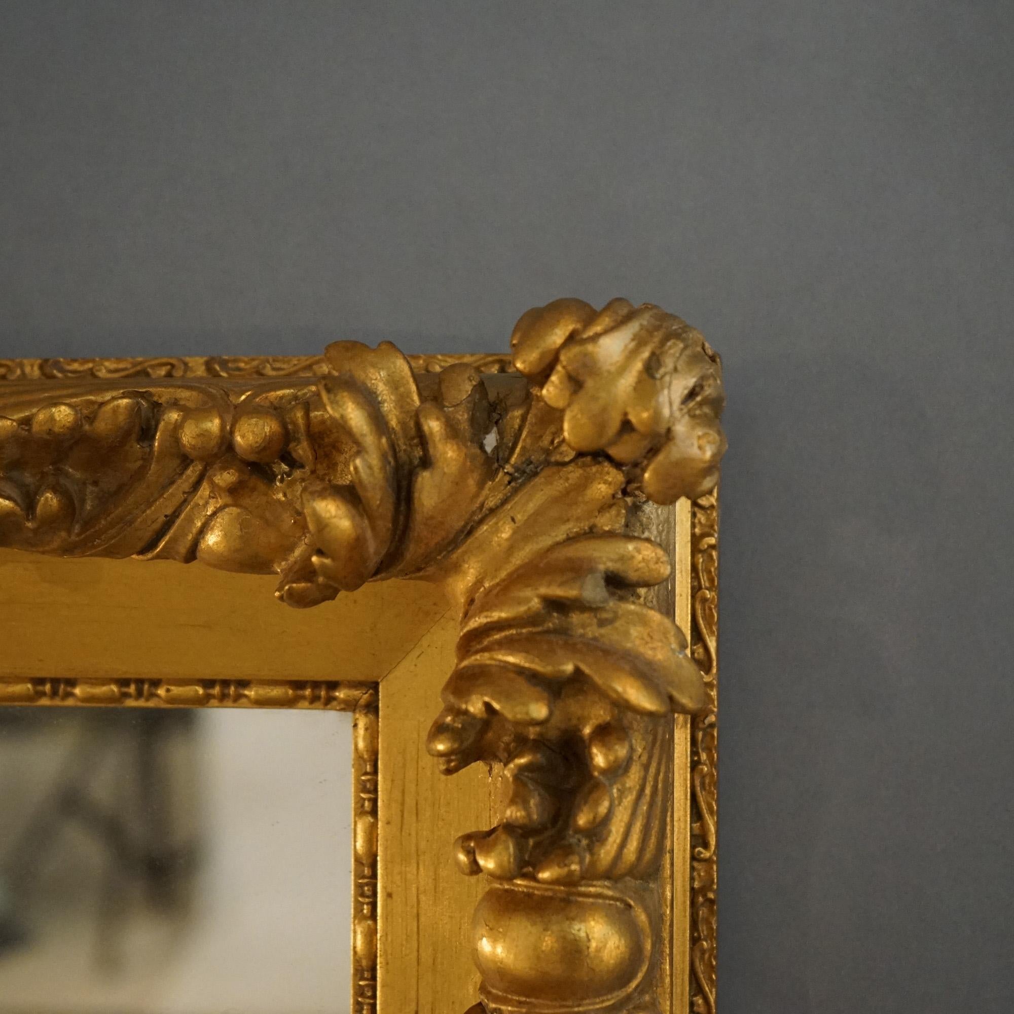 XIXe siècle Antique Victorian Foliate Carved Giltwood Encaded Wall Mirror C1890 en vente