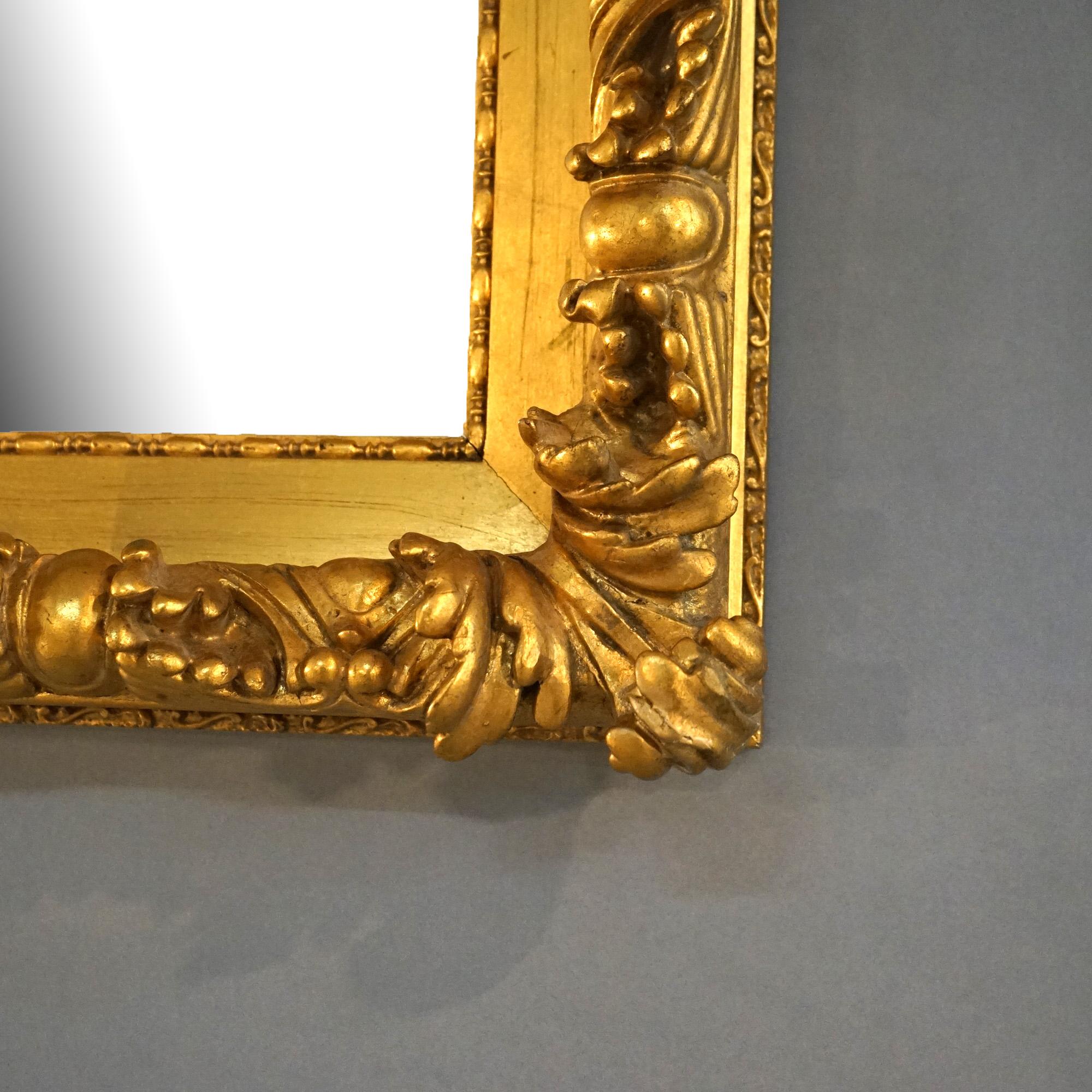 Bois Antique Victorian Foliate Carved Giltwood Encaded Wall Mirror C1890 en vente