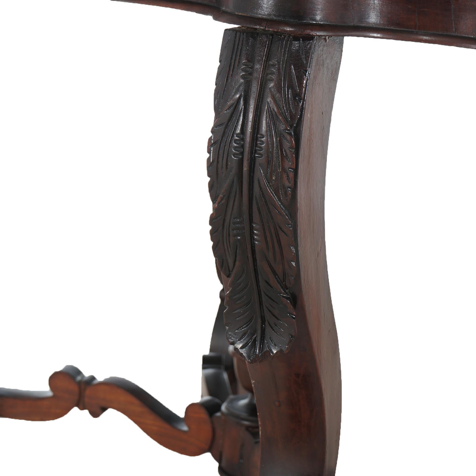 Antike viktorianische Foliate geschnitzt Nussbaum & abgeschrägten Marmor Schildkröte Top Tisch C1890 im Angebot 7