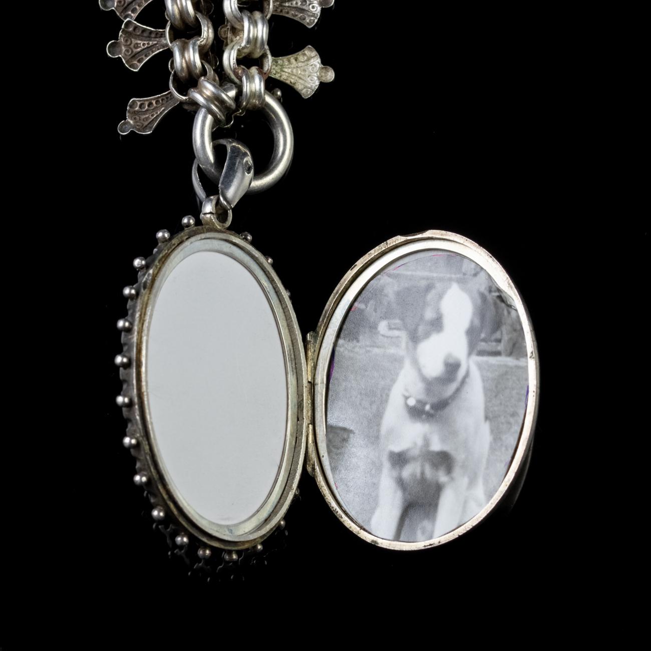 Antique Victorian Forget Me Not Collar Locket 18 Carat Gold Silver Dated 1881 For Sale 5