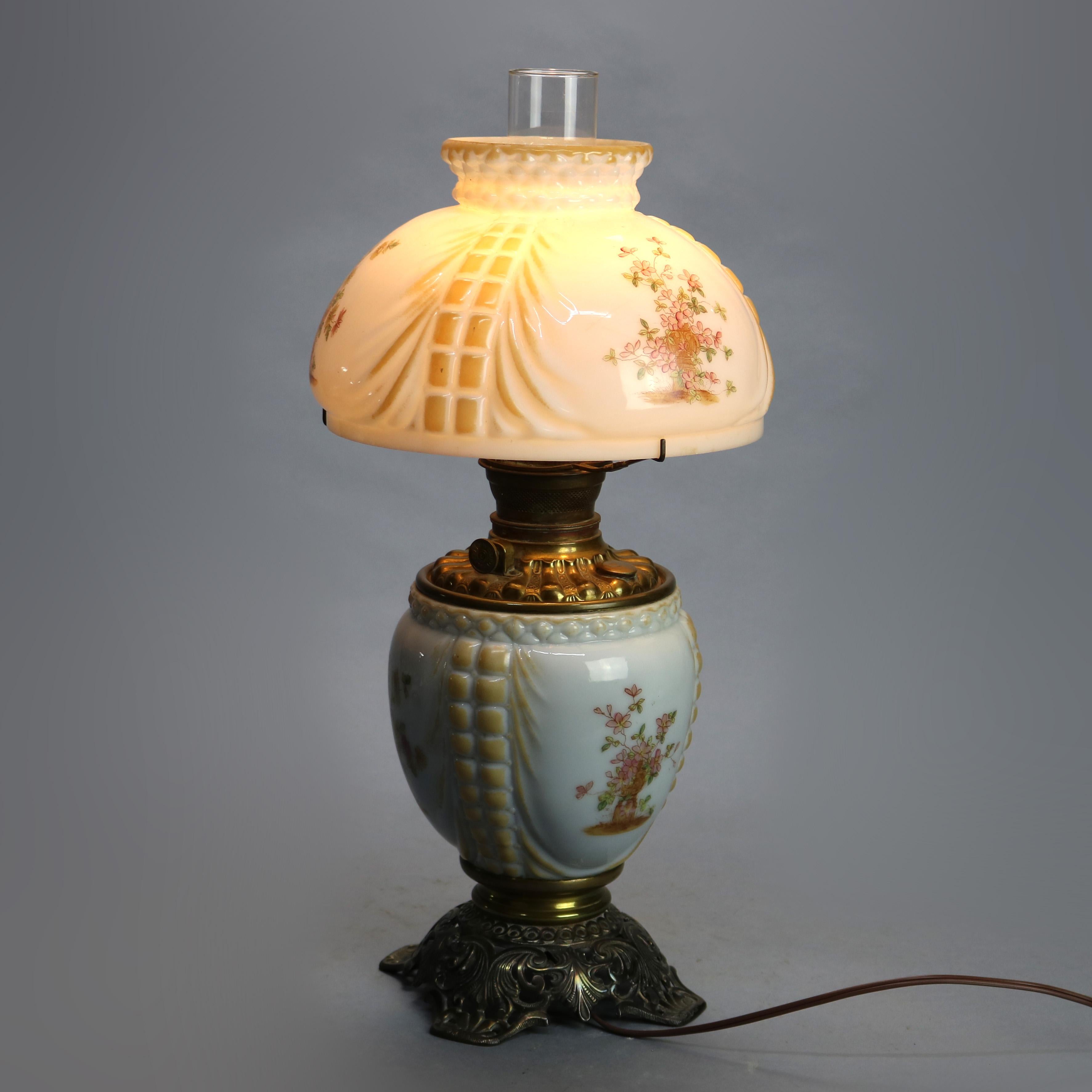 Antique Victorian Fostoria Gone with the Wind Parlor Lamp, circa 1890 1