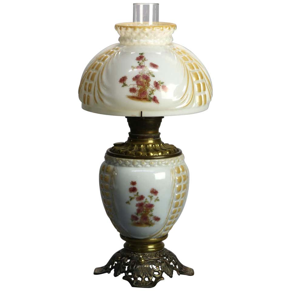 Antique Victorian Gilt Metal and Onyx Parlor Lamp, circa 1890 at 1stDibs