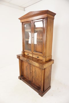 Antique Victorian Four Door Cabinet Bookcase Display Cabinet