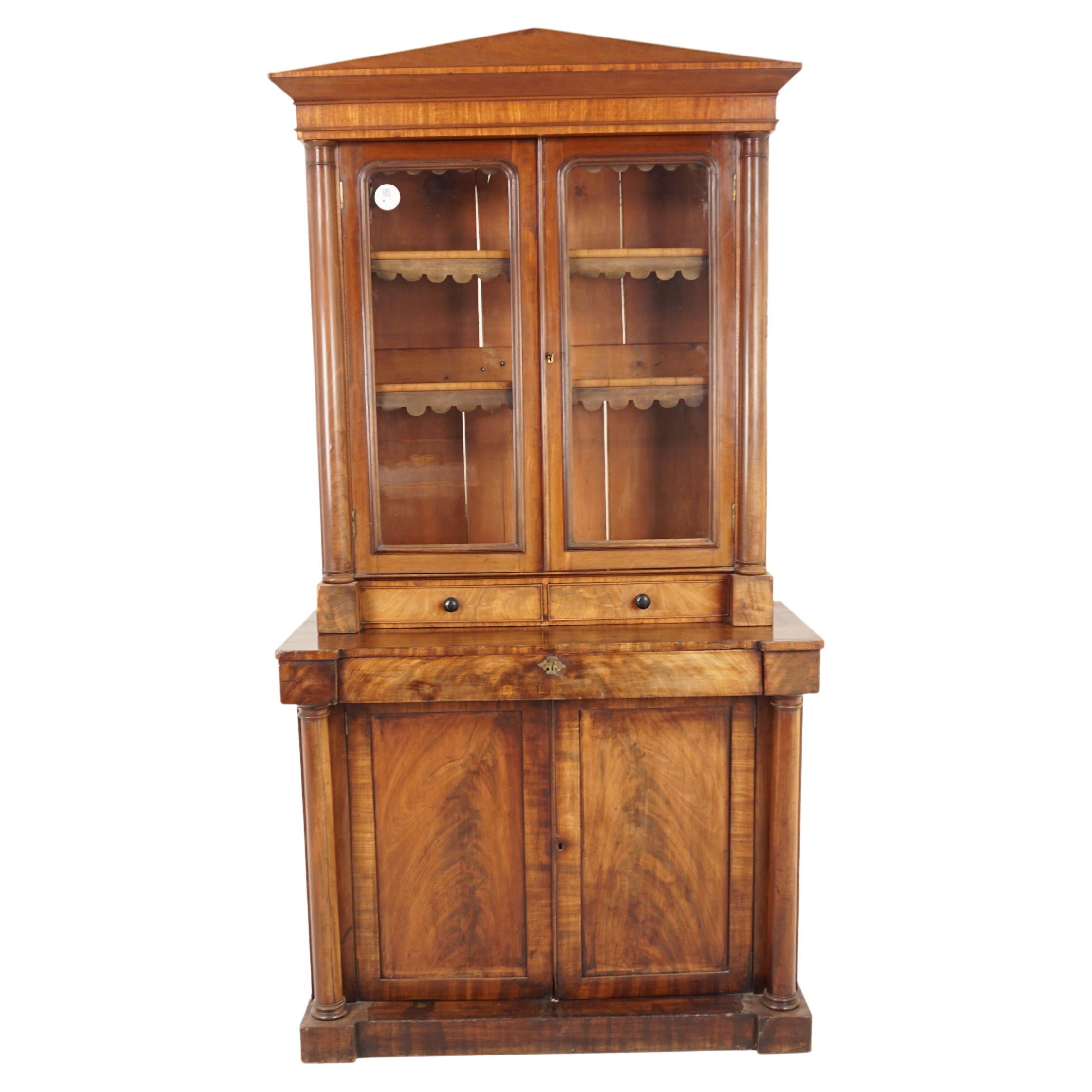 Antique Victorian Four Door Cabinet Bookcase Display Cabinet For Sale