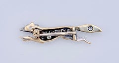 Antique Victorian Fox Brooch Diamond Ruby 15 Karat Gold Silver