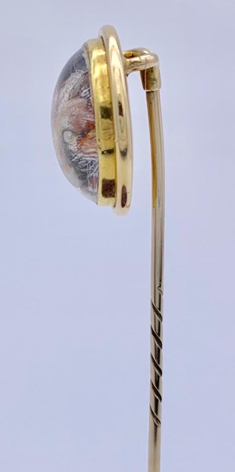 Antique Victorian Fox Head Essex Crystal Gold Tie Pin In Excellent Condition For Sale In Munich, Bavaria