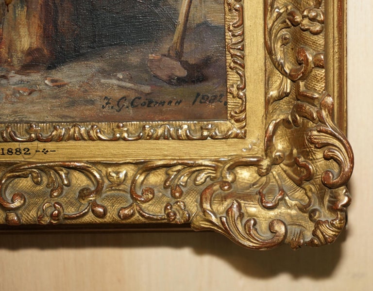 ANTIQUE VICTORIAN FREDERICK GEORGE COTMAN 1882 OIL PAINTING OF A ...
