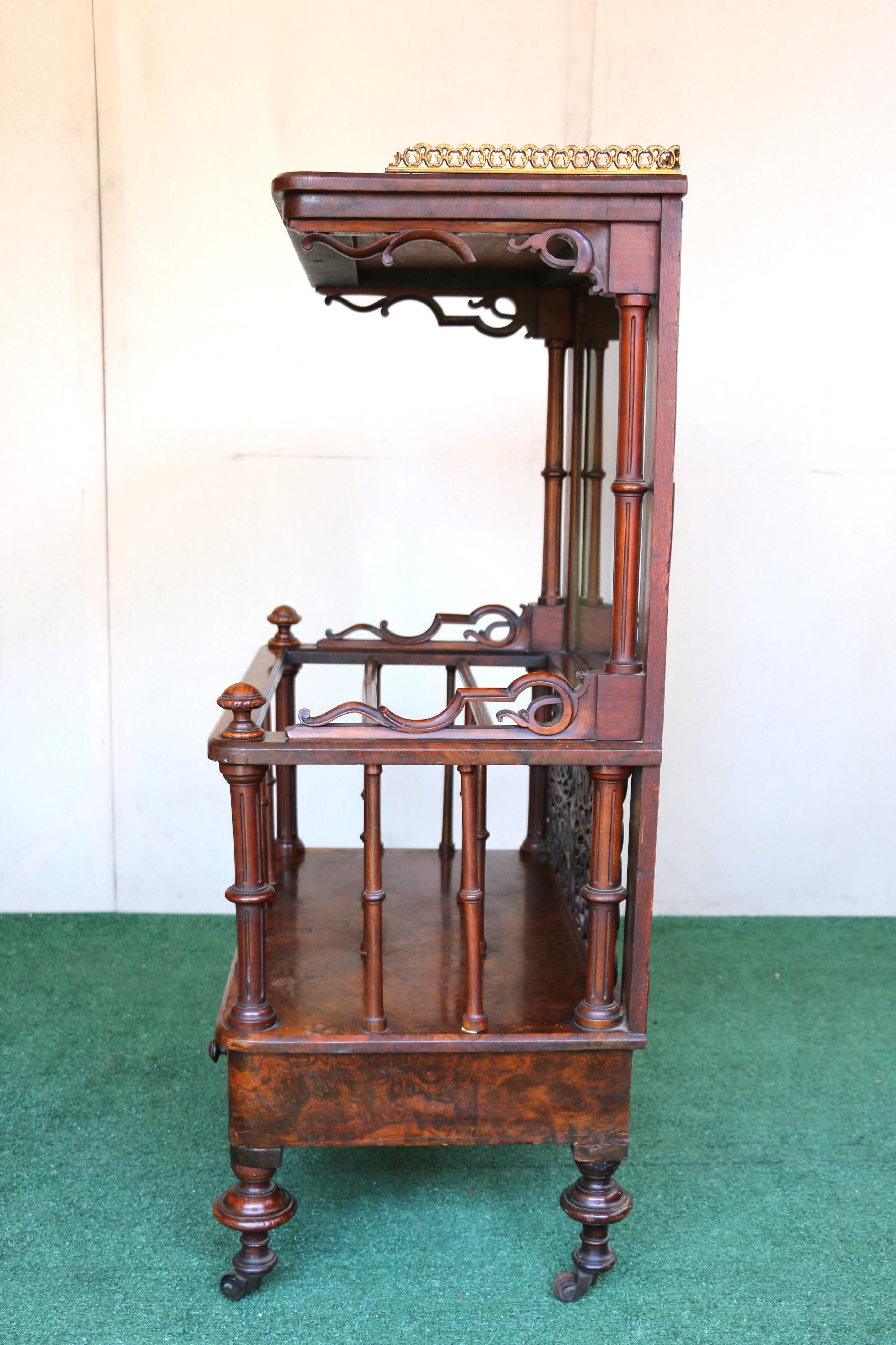Antique Victorian Freestanding Burr Walnut Music Canterbury Whatnot For Sale 7