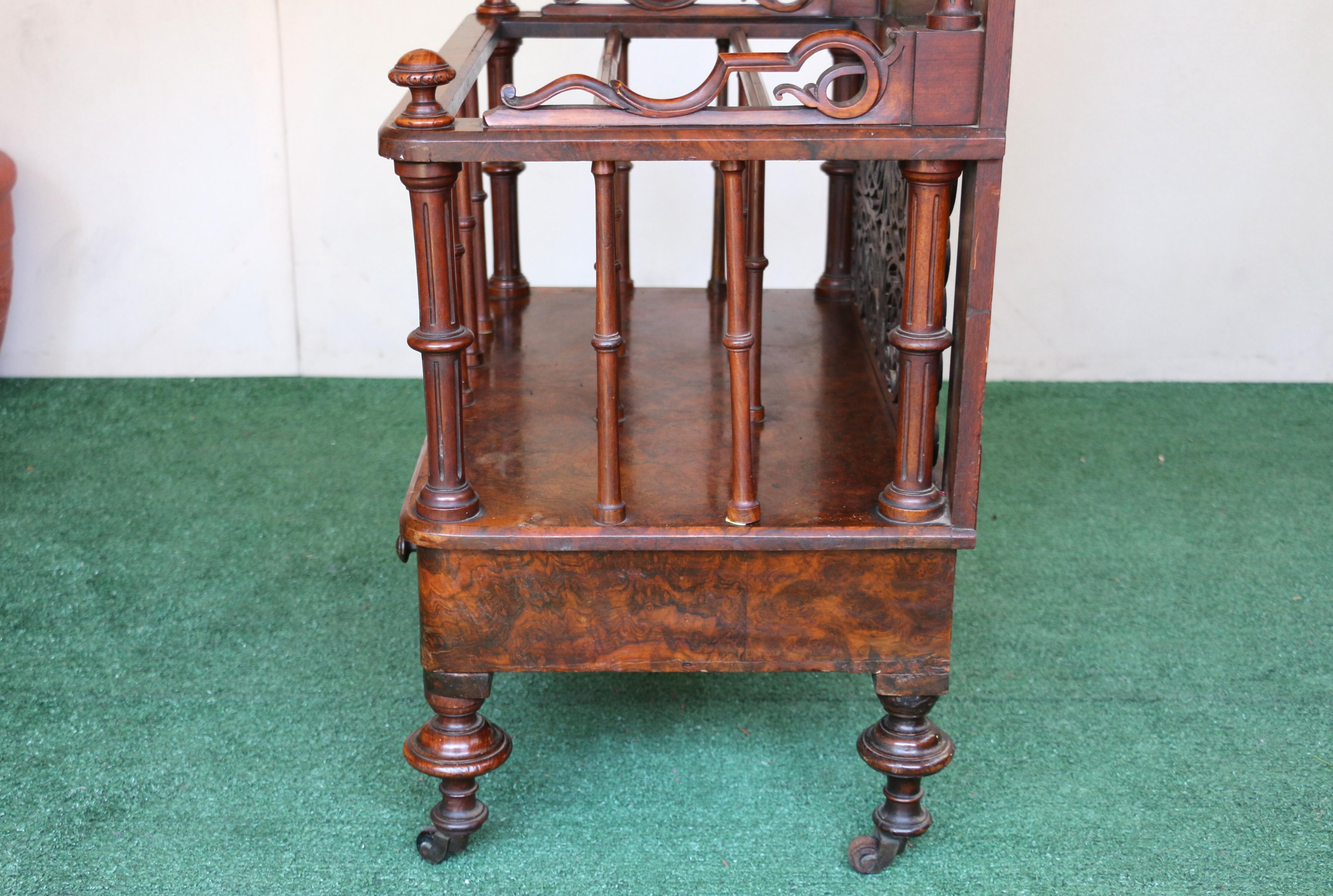 Antique Victorian Freestanding Burr Walnut Music Canterbury Whatnot For Sale 9
