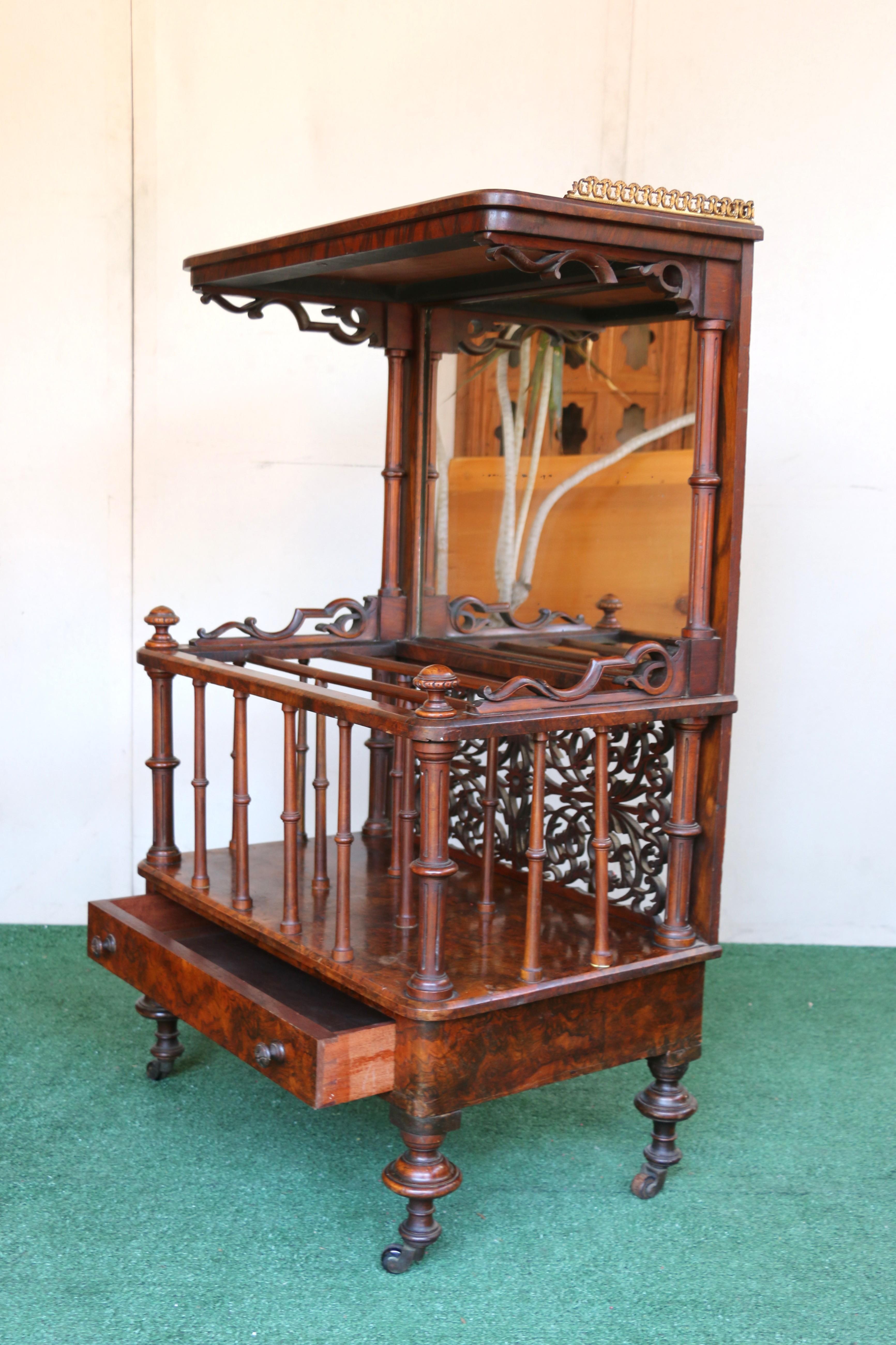 Antique Victorian Freestanding Burr Walnut Music Canterbury Whatnot For Sale 11