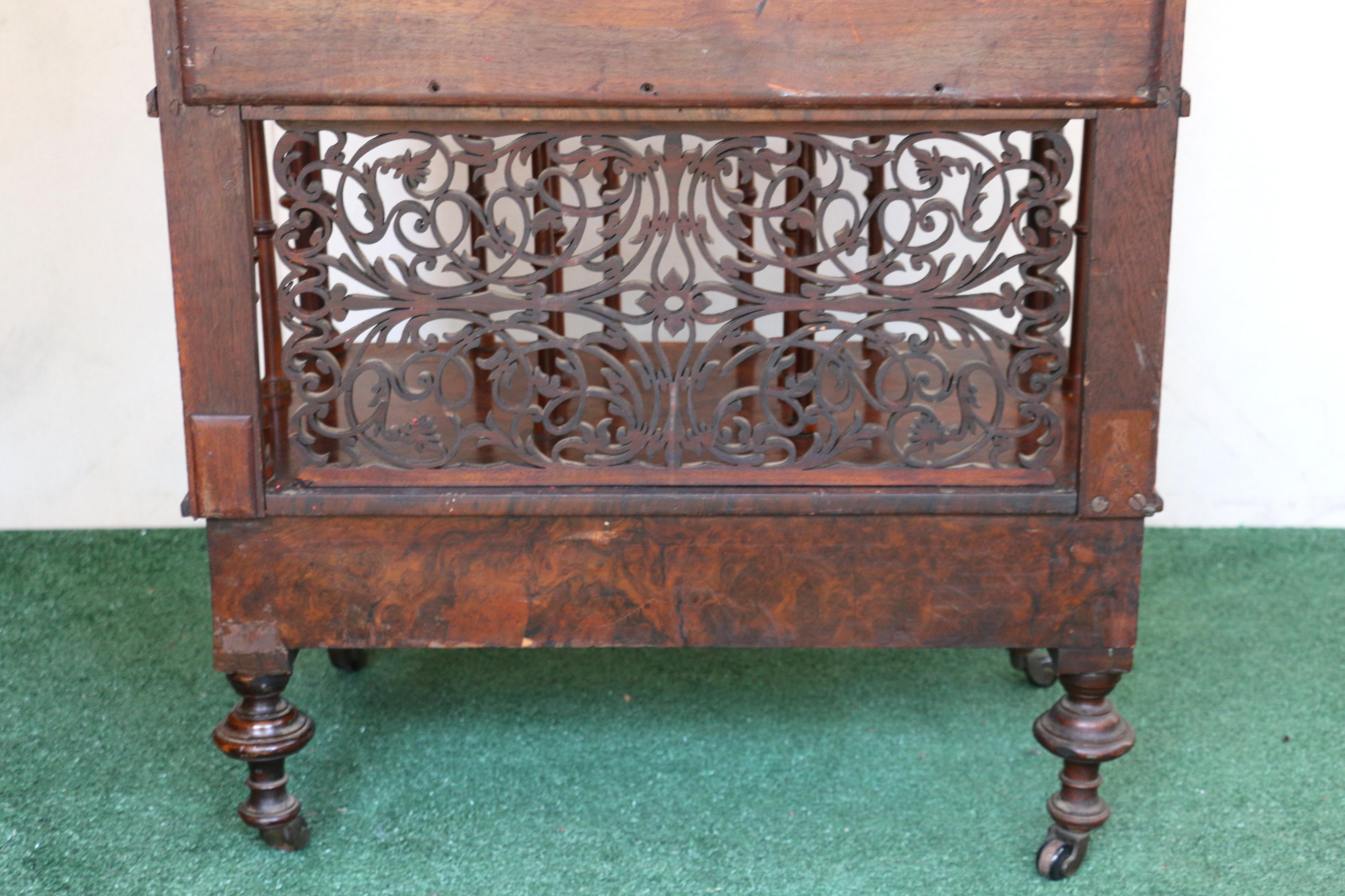Antique Victorian Freestanding Burr Walnut Music Canterbury Whatnot For Sale 15