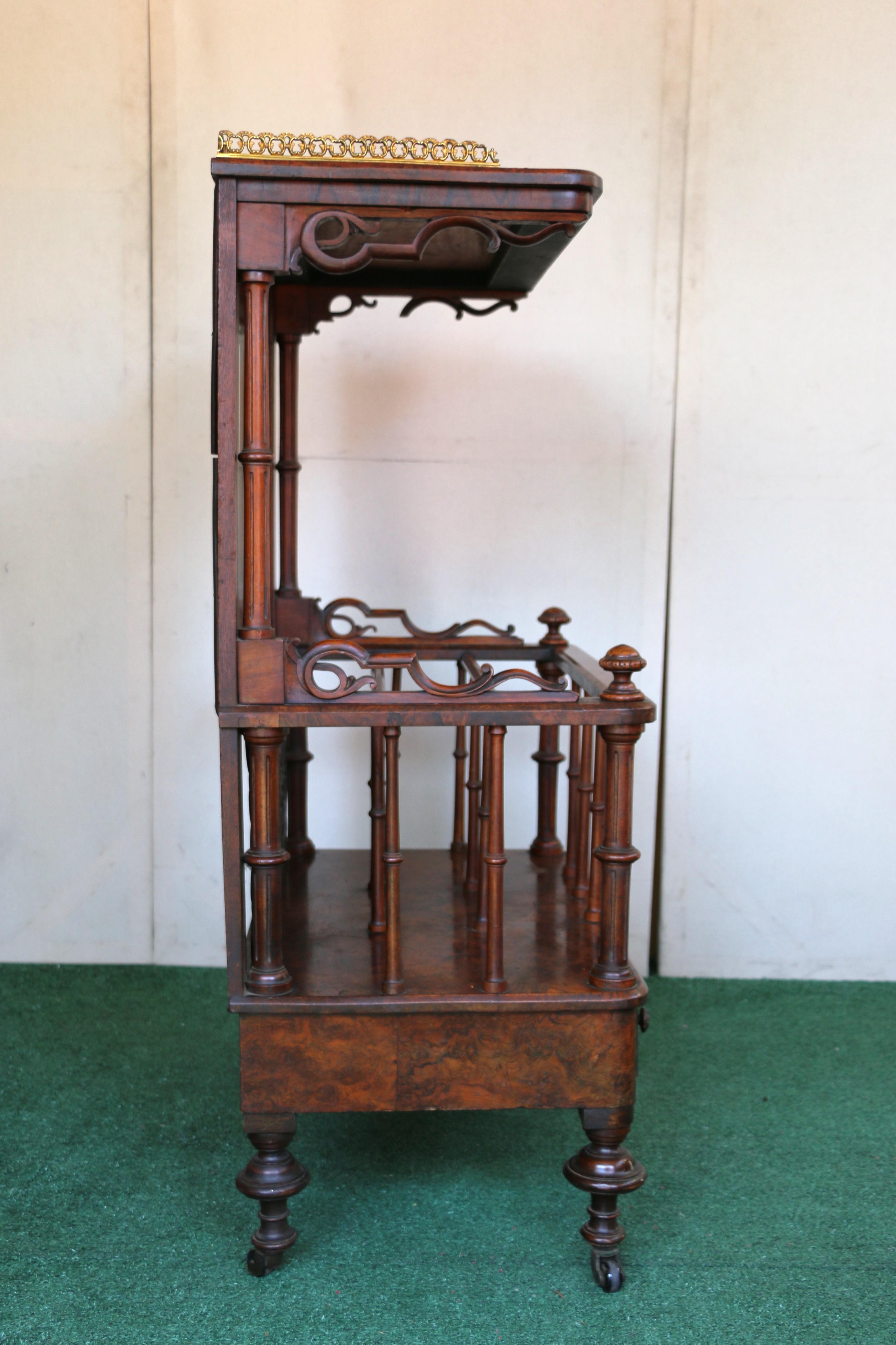 Antique Victorian Freestanding Burr Walnut Music Canterbury Whatnot For Sale 1