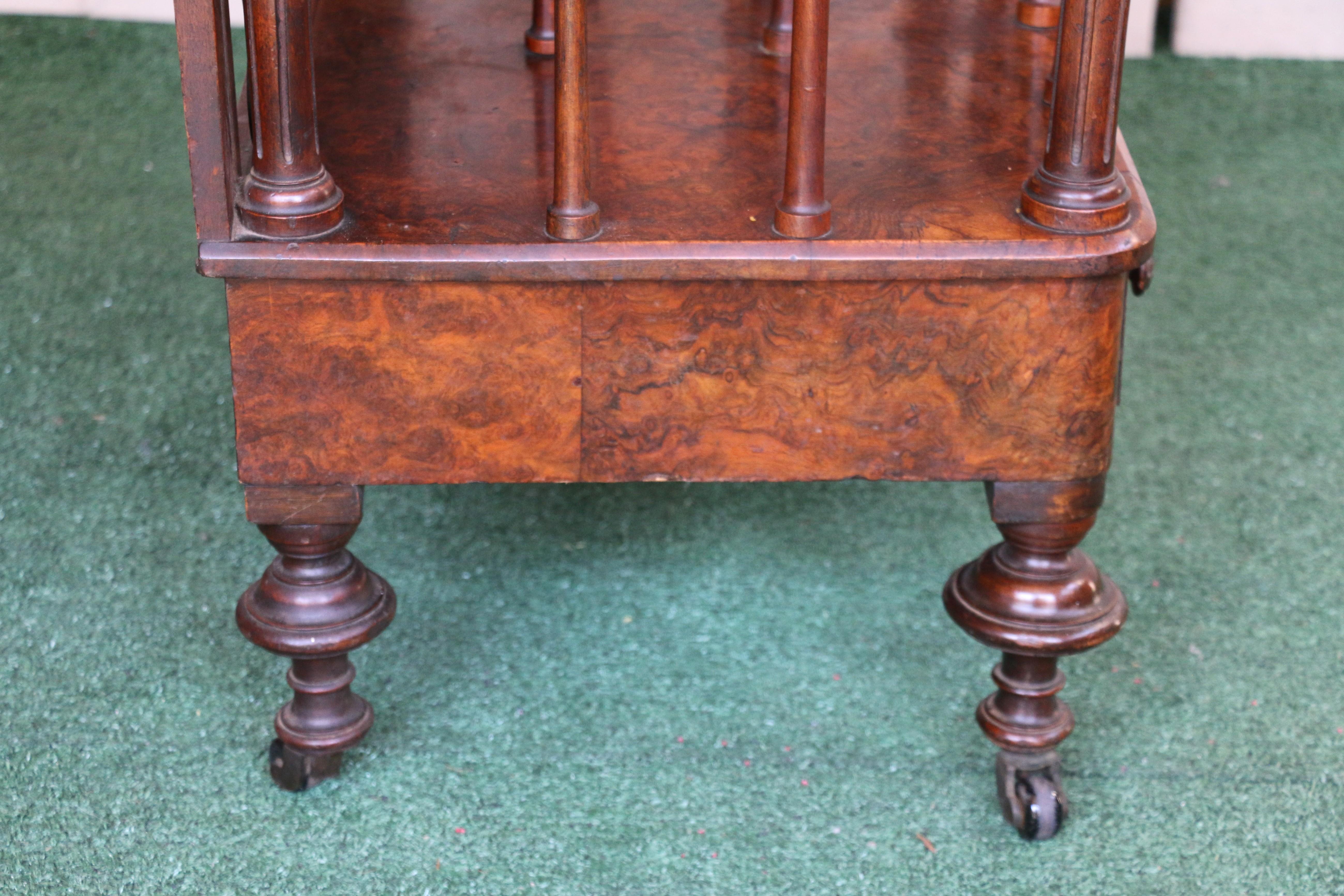 Antique Victorian Freestanding Burr Walnut Music Canterbury Whatnot For Sale 3