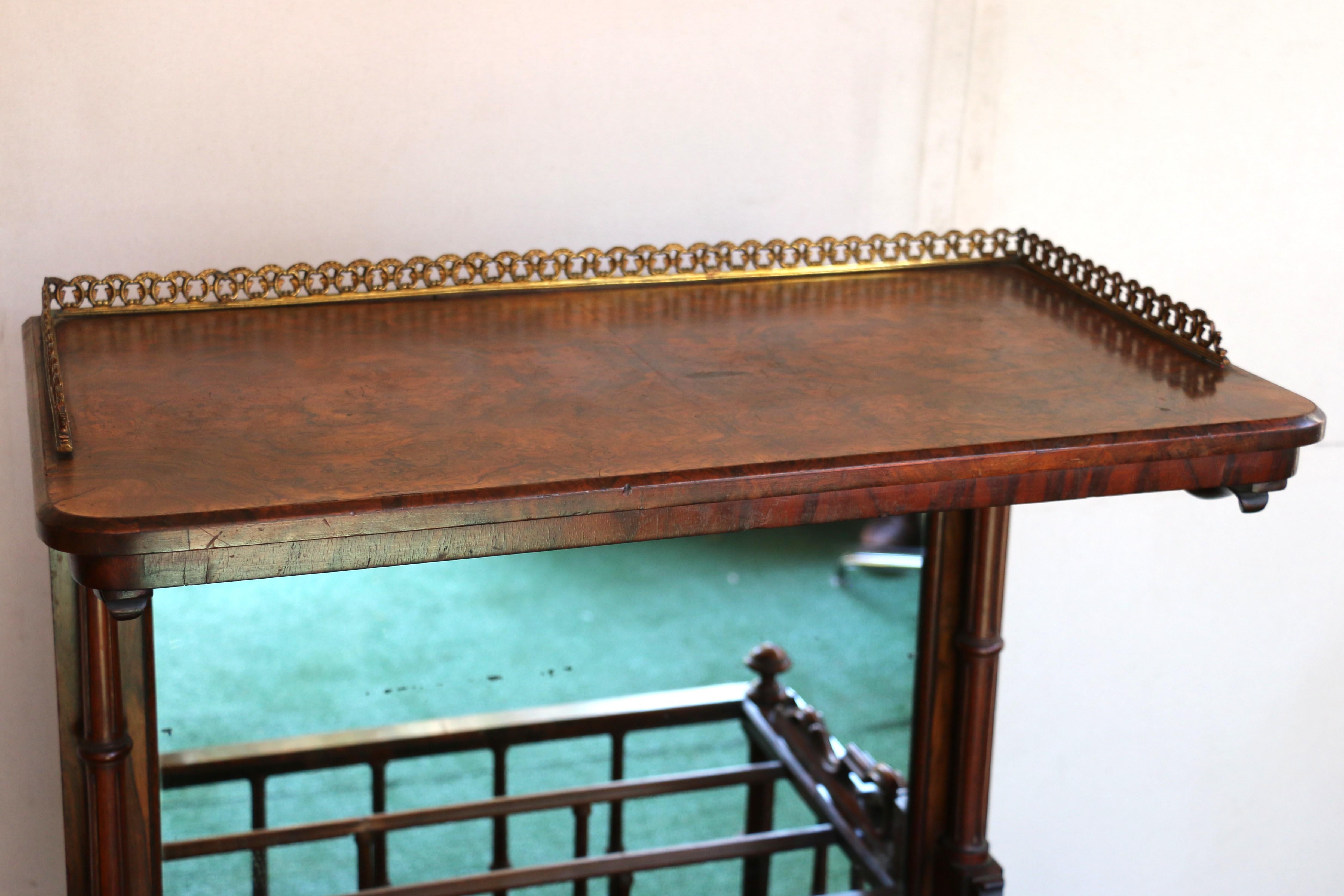 Antique Victorian Freestanding Burr Walnut Music Canterbury Whatnot For Sale 4