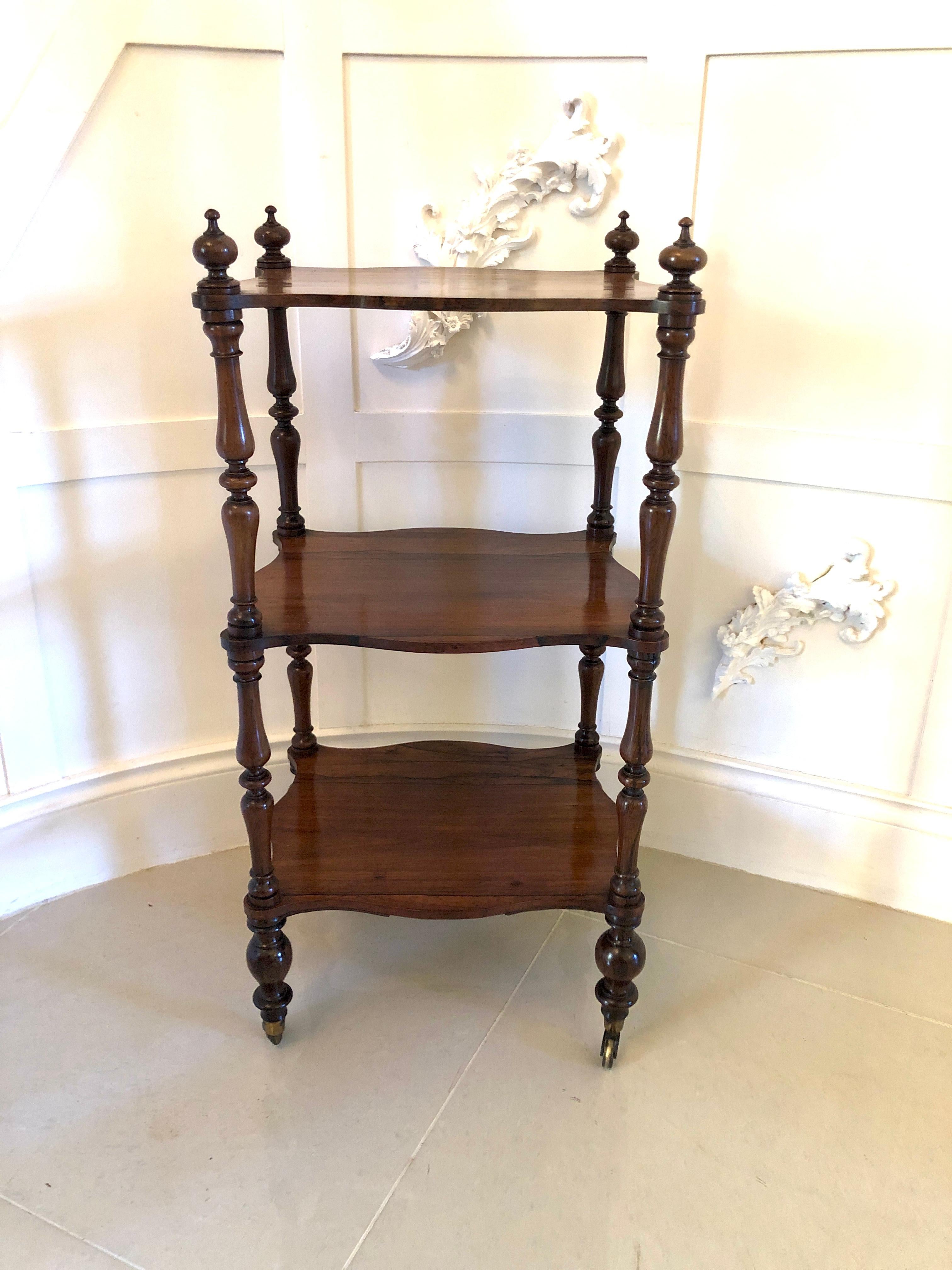 Antique Victorian Freestanding Rosewood Whatnot For Sale 4