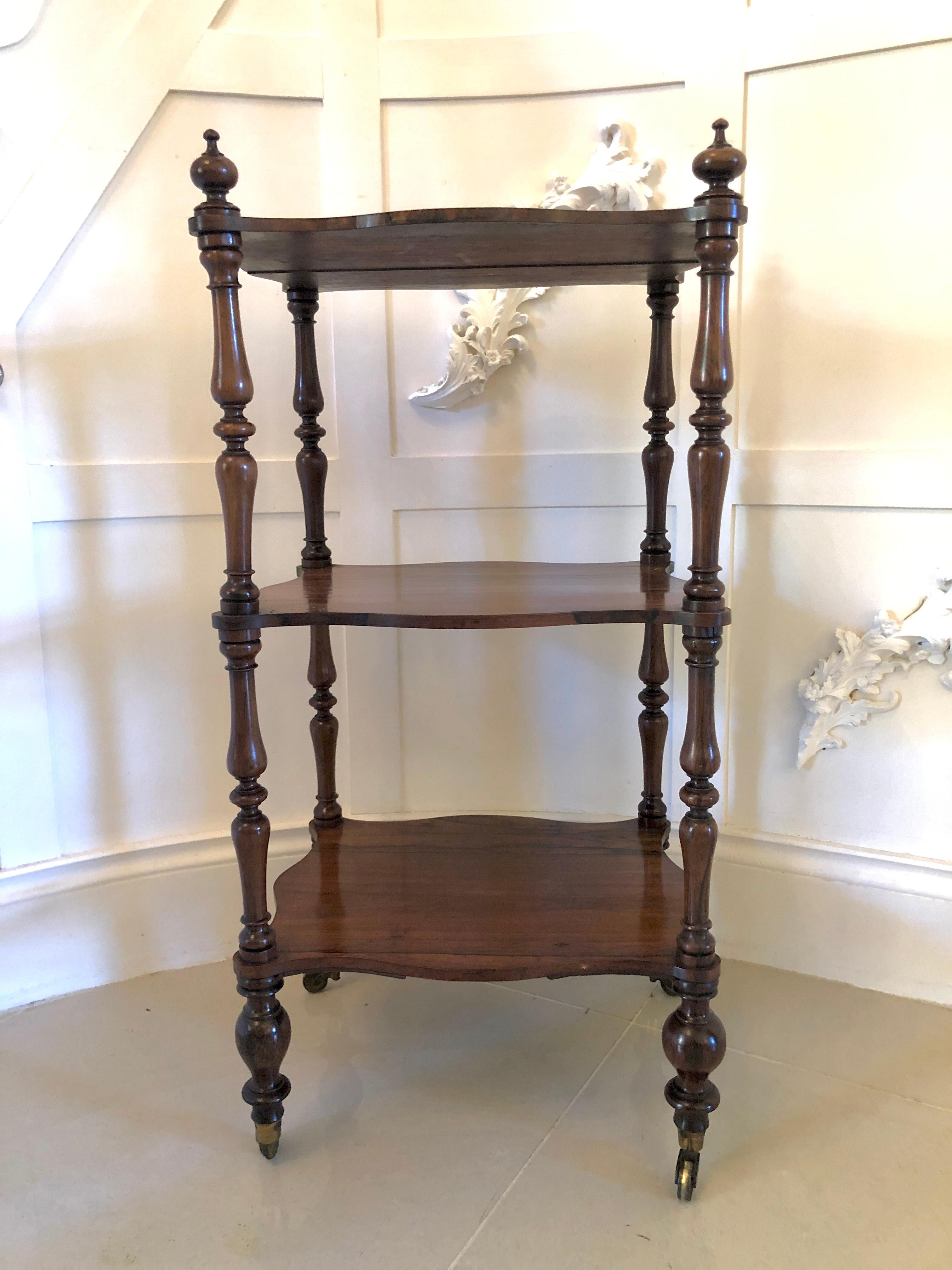 Antique Victorian Freestanding Rosewood Whatnot For Sale 5