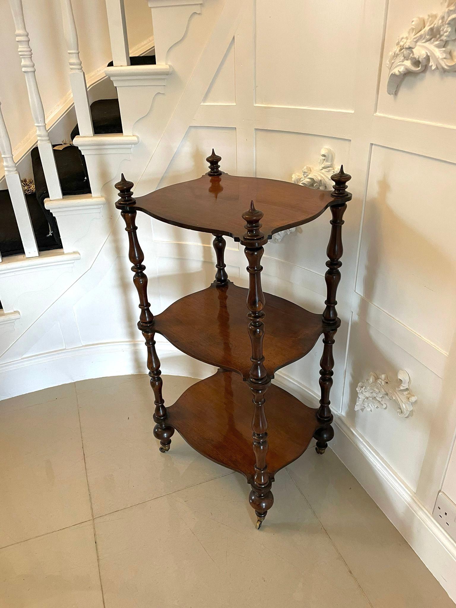 Mid-19th Century Antique Victorian Freestanding Rosewood Whatnot For Sale
