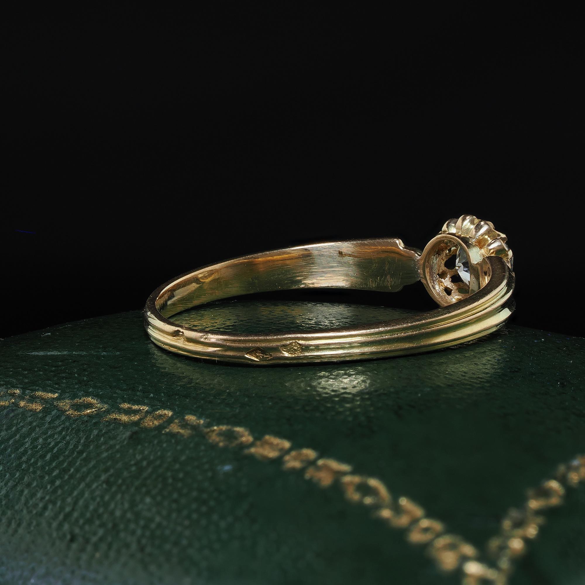 Antique Victorian French 18K Yellow Gold Old Mine Diamond Engagement Ring - GIA In Good Condition In Great Neck, NY