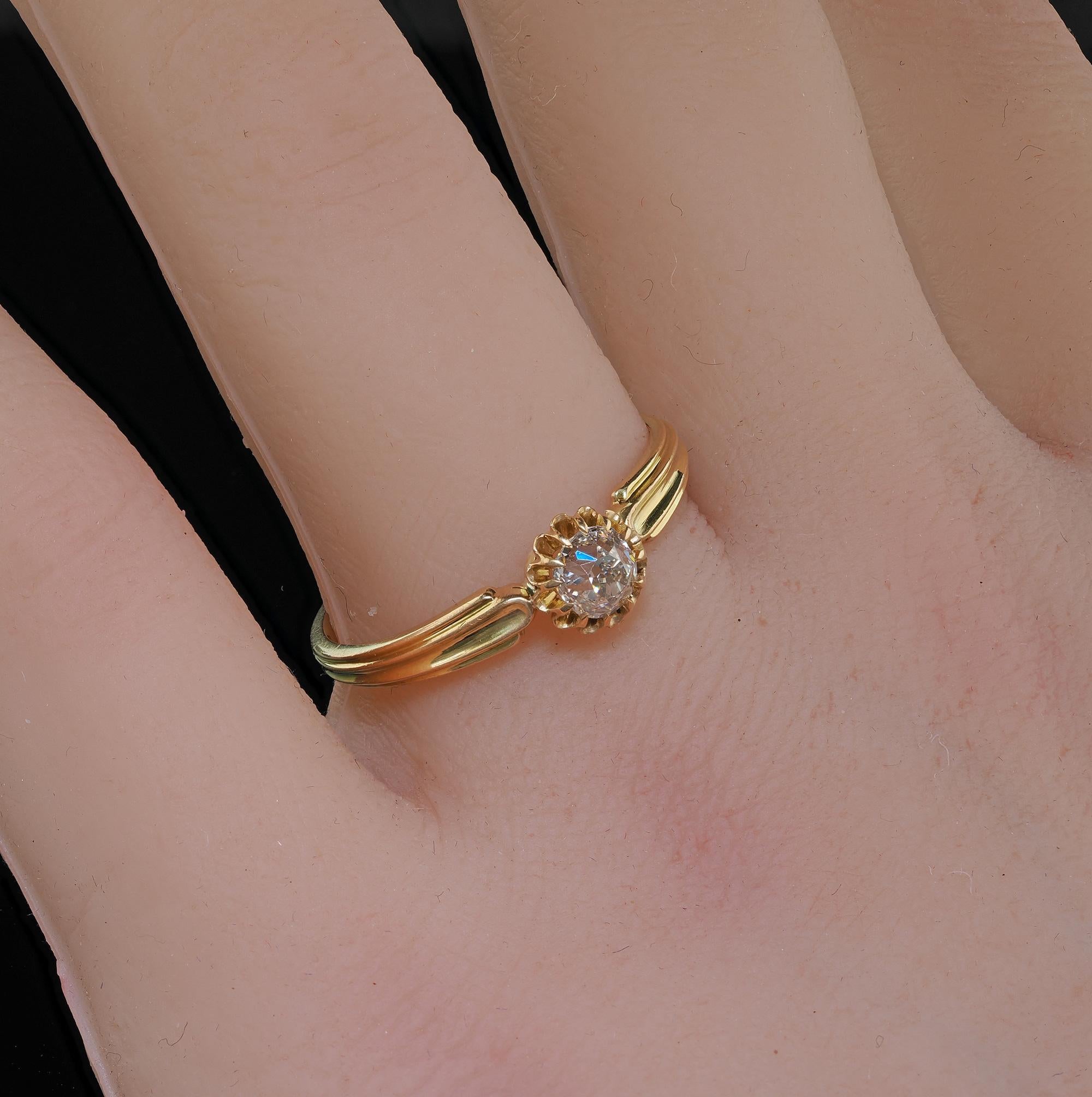 Antique Victorian French 18K Yellow Gold Old Mine Diamond Engagement Ring - GIA 4