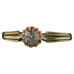 Antique Victorian French 18K Yellow Gold Old Mine Diamond Engagement Ring - GIA