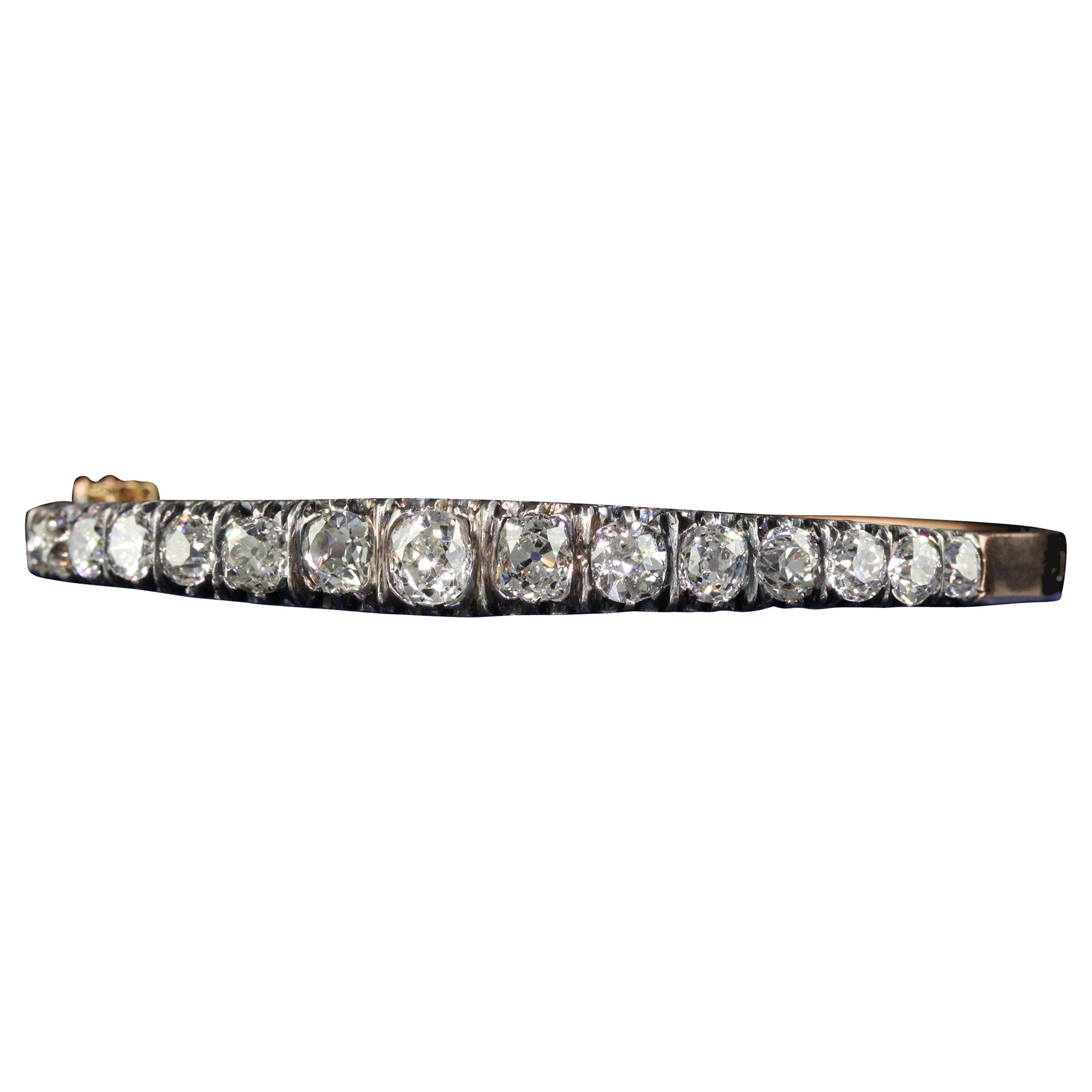 Bracciale antico vittoriano francese in oro giallo 18 carati con diamanti della linea Old Mine