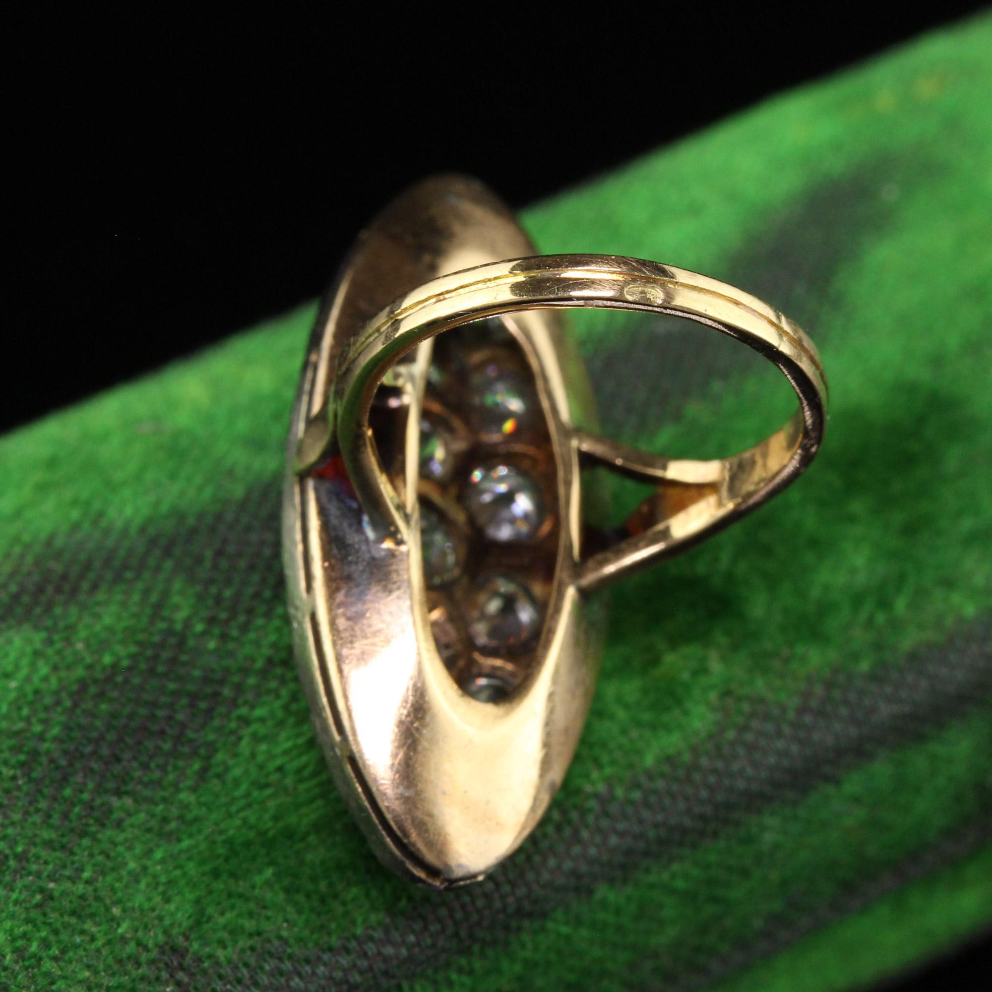 Antique Victorian French 18K Yellow Gold Old Mine Diamond Shield Ring For Sale 1