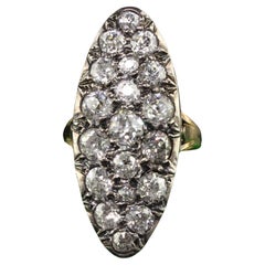 Antike viktorianische Französisch 18K Gelbgold Old Mine Diamond Shield Ring