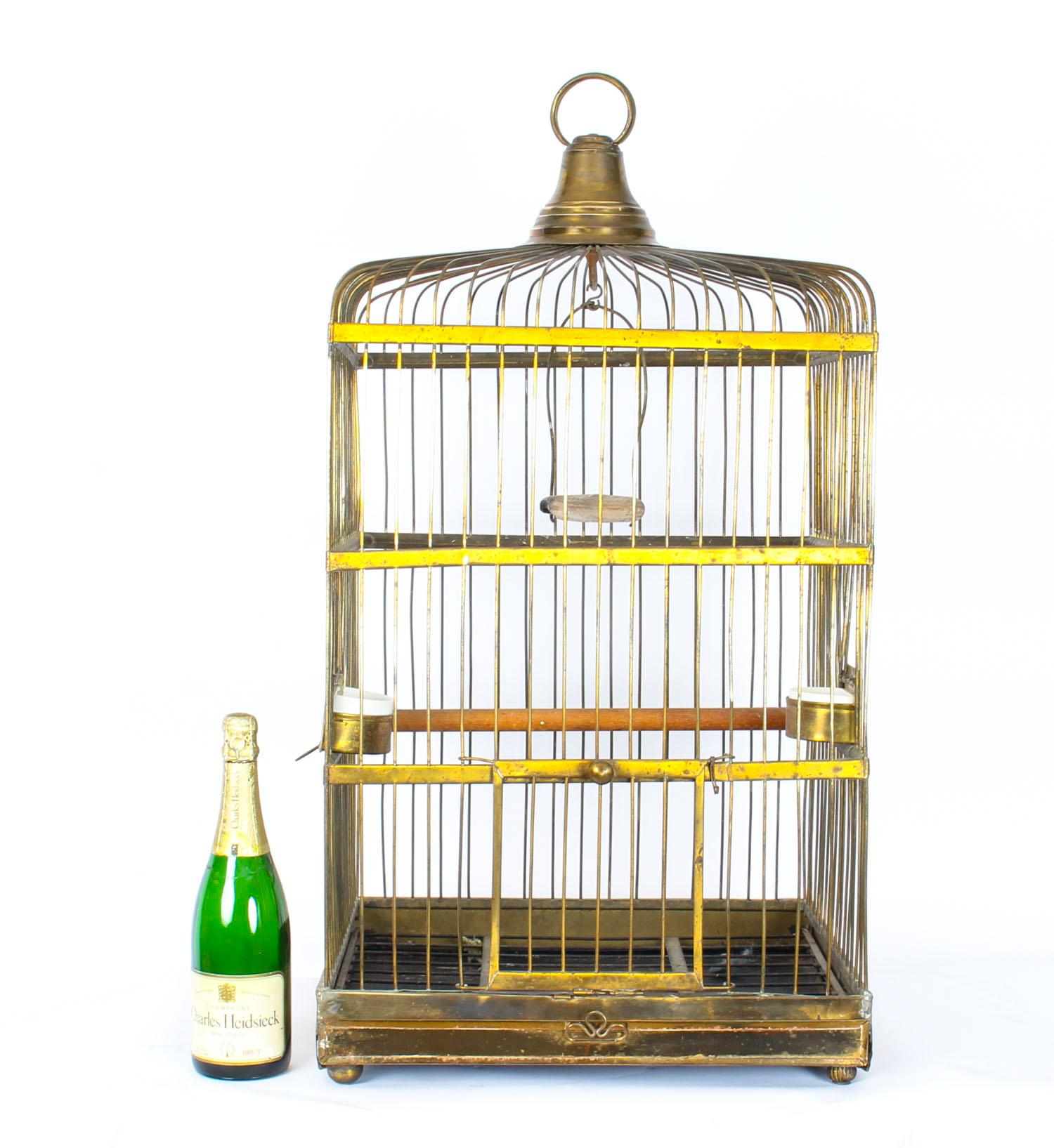 Antique Victorian French Brass Parrot's Cage Bird Cage, 19th Century 7