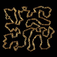 Antique Victorian French Chain 18 Carat Gold Silver Sautoir Necklace, circa 1900