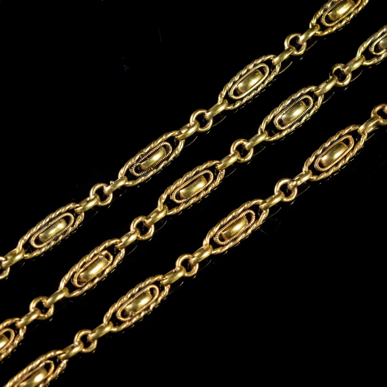 Antique Victorian French Chain 18 Carat Gold Silver, circa 1900 In Good Condition In Lancaster, Lancashire