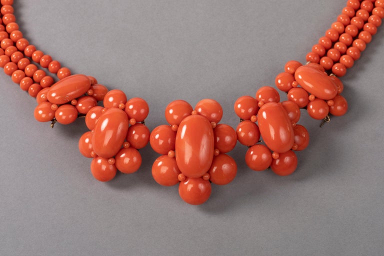 Antique Victorian French Coral Necklace For Sale at 1stdibs
