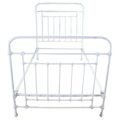 Antique Victorian French Country Farmhouse Cast Iron White 3/4 Bed Boho Chic