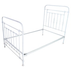 Antique Victorian French Country Farmhouse Cast Iron White 3/4 Bed Boho Chic