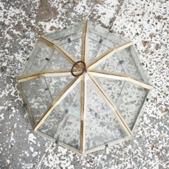 Antiguo Reloj de Jardín Victoriano de Hierro y Cristal de Casa de Campo Francesa