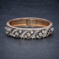Antique Victorian French Diamond Bangle Fancy Diamonds 18 Carat Gold, circa 1900