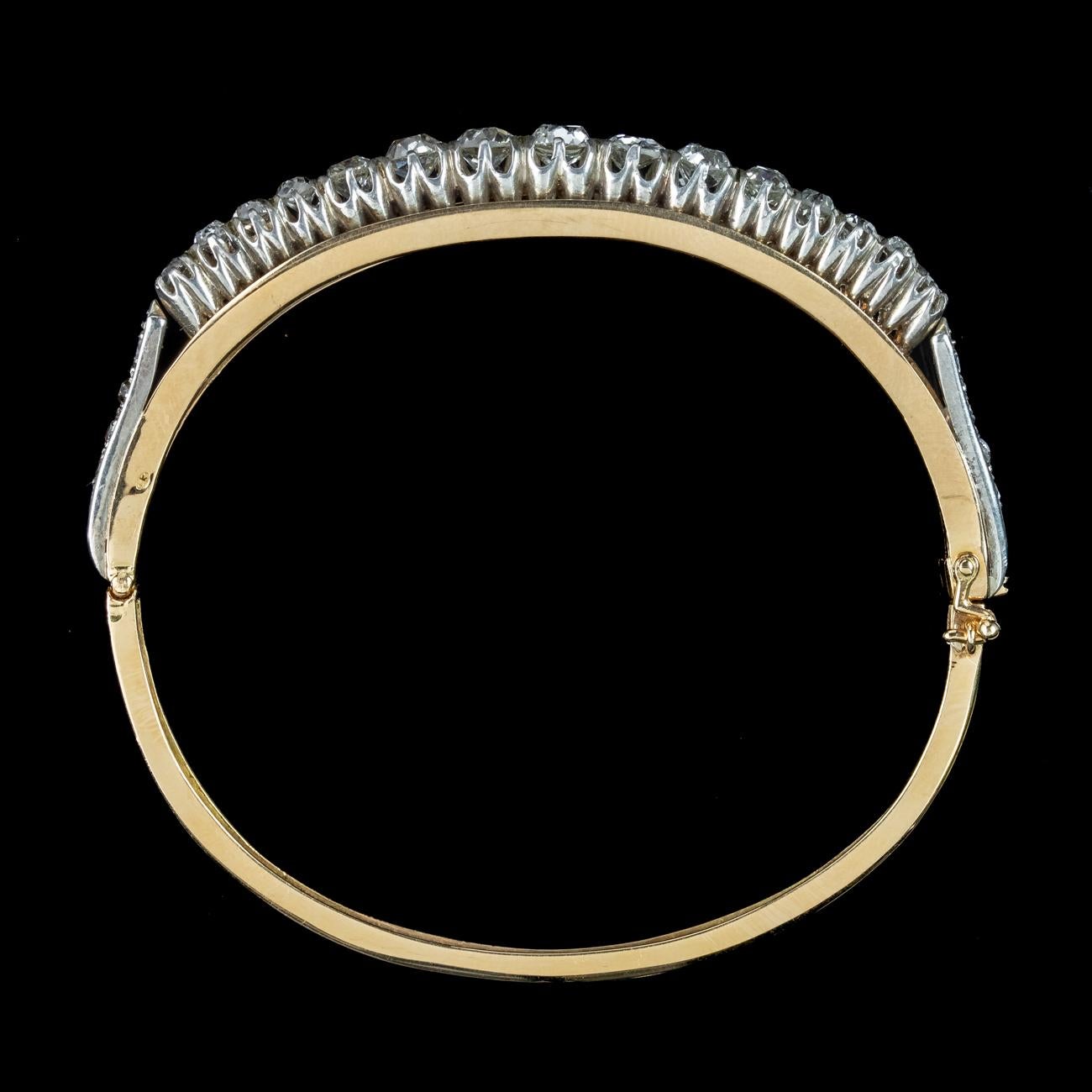 Antiker viktorianischer französischer Diamant-Armreif aus Silber 18ct Gold 4,5 Karat Diamant im Angebot 2