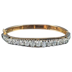 Antiker viktorianischer französischer Diamant-Armreif aus Silber 18ct Gold 4,5 Karat Diamant