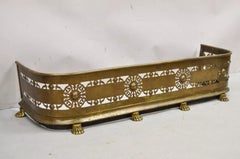 Antique Victorian French Empire Brass Paw Foot 48" Fireplace Fender Surround