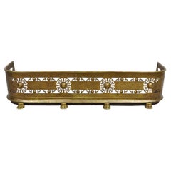 Antique Victorian French Empire Brass Paw Foot 48" Fireplace Fender Surround