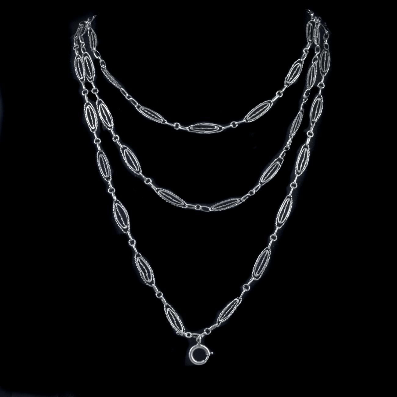 Antique Victorian French Guard Chain Silver, circa 1880 In Good Condition For Sale In Lancaster, Lancashire