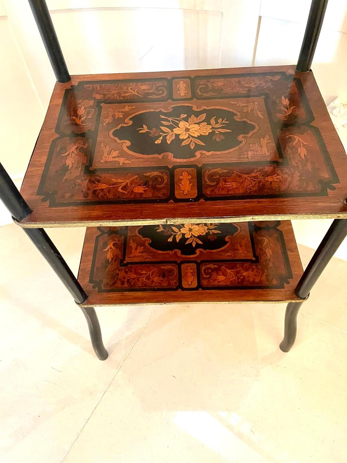 Antique Victorian French Marquetry Inlaid Etagere For Sale 6