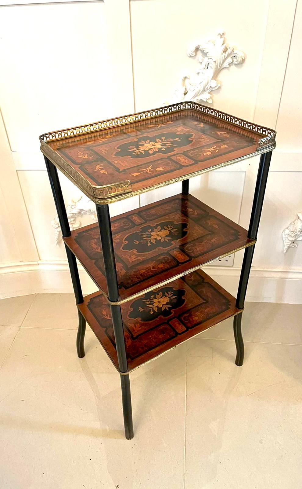 Antique Victorian French Marquetry Inlaid Etagere For Sale 1